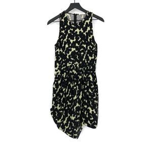 A.L.C. Silk Mini Dress Black Light Green 6